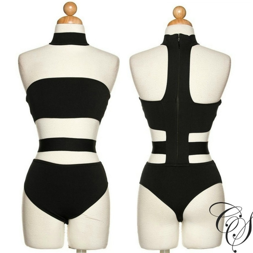 Jessie Choker Knit Cutout Strap Bodysuit